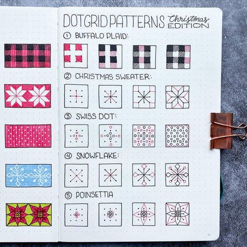 Bullet Journal Dot Grid Patterns Christmas Edition