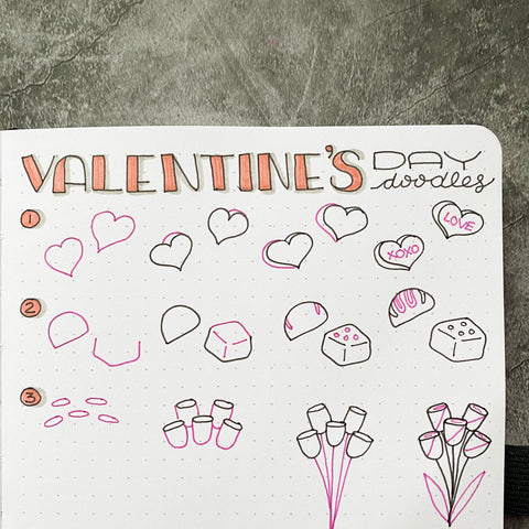 Bullet Journal Valentine's Day Doodles