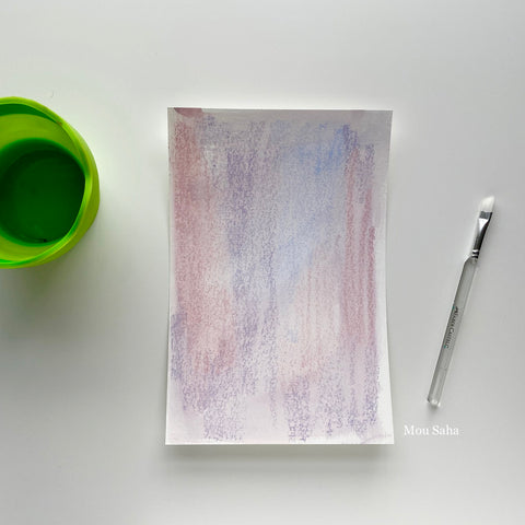 Paper with Gelatos and water cup and brush