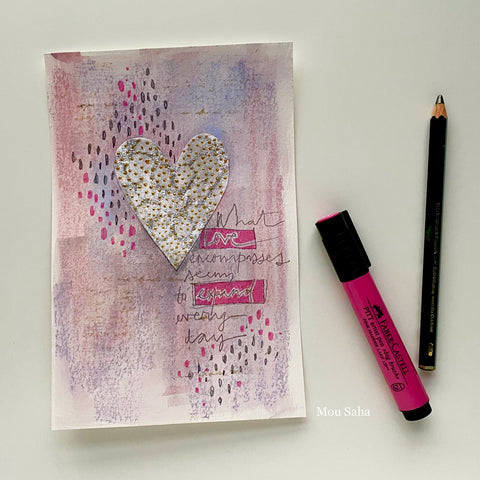 Valentine's Day Card with Pitt Artist Pen and Castell 9000 Pencil