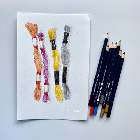 Thread sketch with Goldfaber Color Pencils