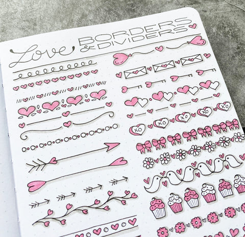 Bullet Journal heart borders and dividers