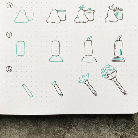 Bullet Journal spring cleaning doodles 