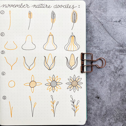 Nature Doodles: Corn, Sunflowers, and Wheat
