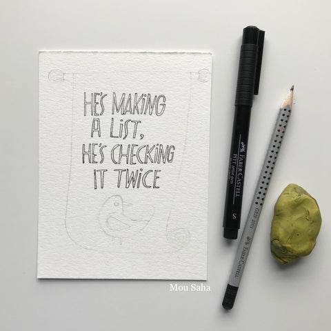 Christmas Hand Lettering and Pitt Artist Pen and Grip Pencil
