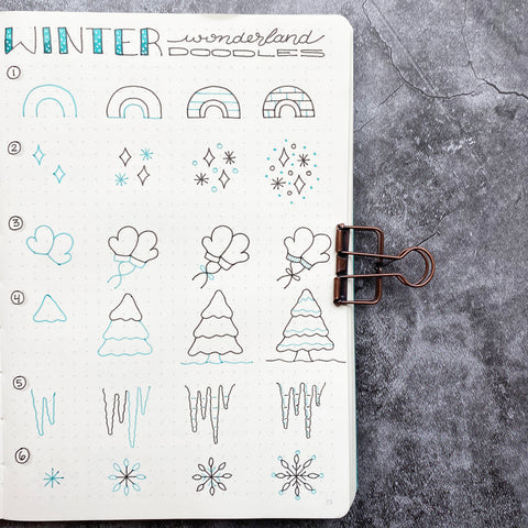 Winter Wonderland Bullet Journal Doodles 