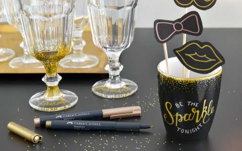 Custom labeled drinkware with Metallic Markers