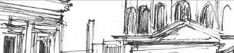 A building sketched with a Pitt Artist Pen