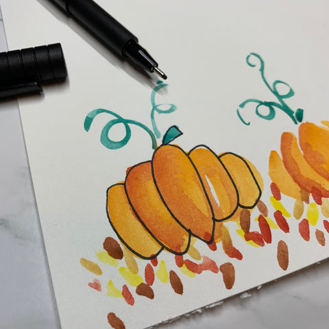 Painted Pumpkin Doodles and Pitt Artist Pen