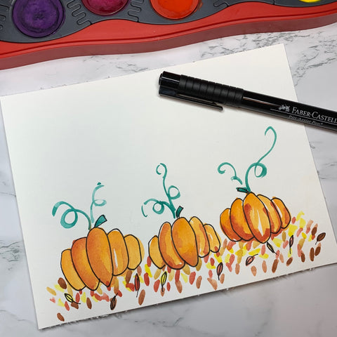 Painted Pumpkin Doodles and Pitt Artist Pen