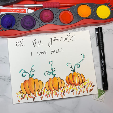 Painted Pumpkin Doodles with Connector Paints and Pitt Artist Pen