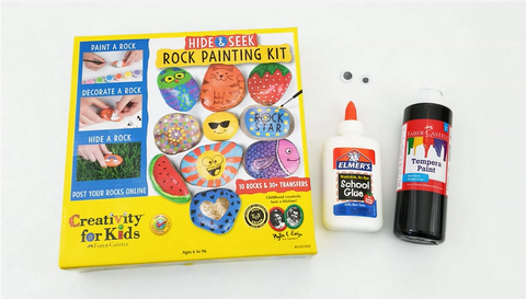 Rock Painting Kit, Glue, and Paint