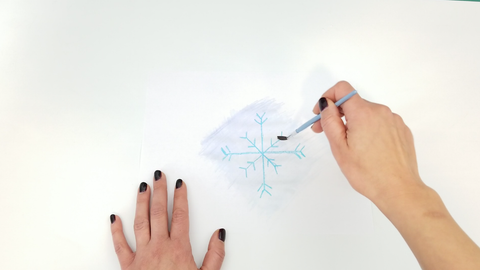 Oil Pastel Snowflake with Paintbrush