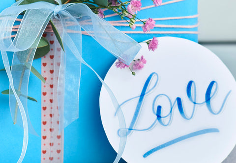 Love Valentine's Day hand lettered gift tag