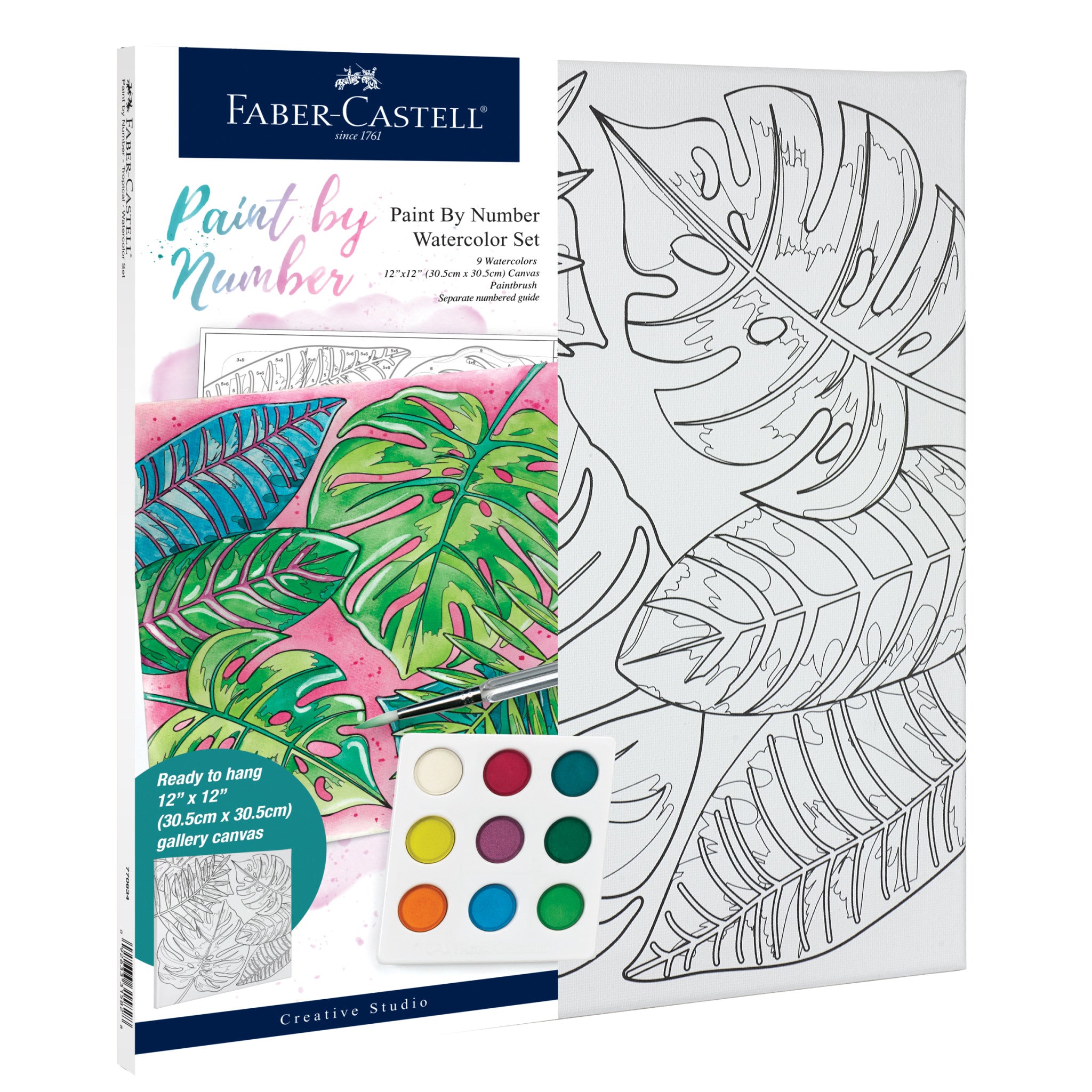 Paint by Number Canvas: Watercolor Paint by Number Succulent –  Faber-Castell USA