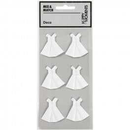 Betsy Trotwood håndbevægelse Drama Stickers Konfirmation Hvid Kjole 35 x 31 mm, 6 Stk – Dansk Papirvare