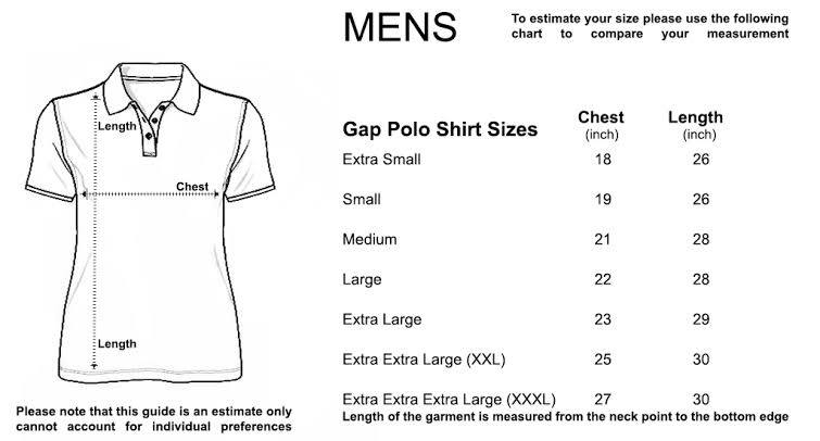 Gap Mens Jacket Size Chart