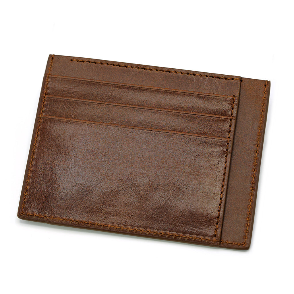Italian Leather Wallet, Extra Slim, Caramel Brown