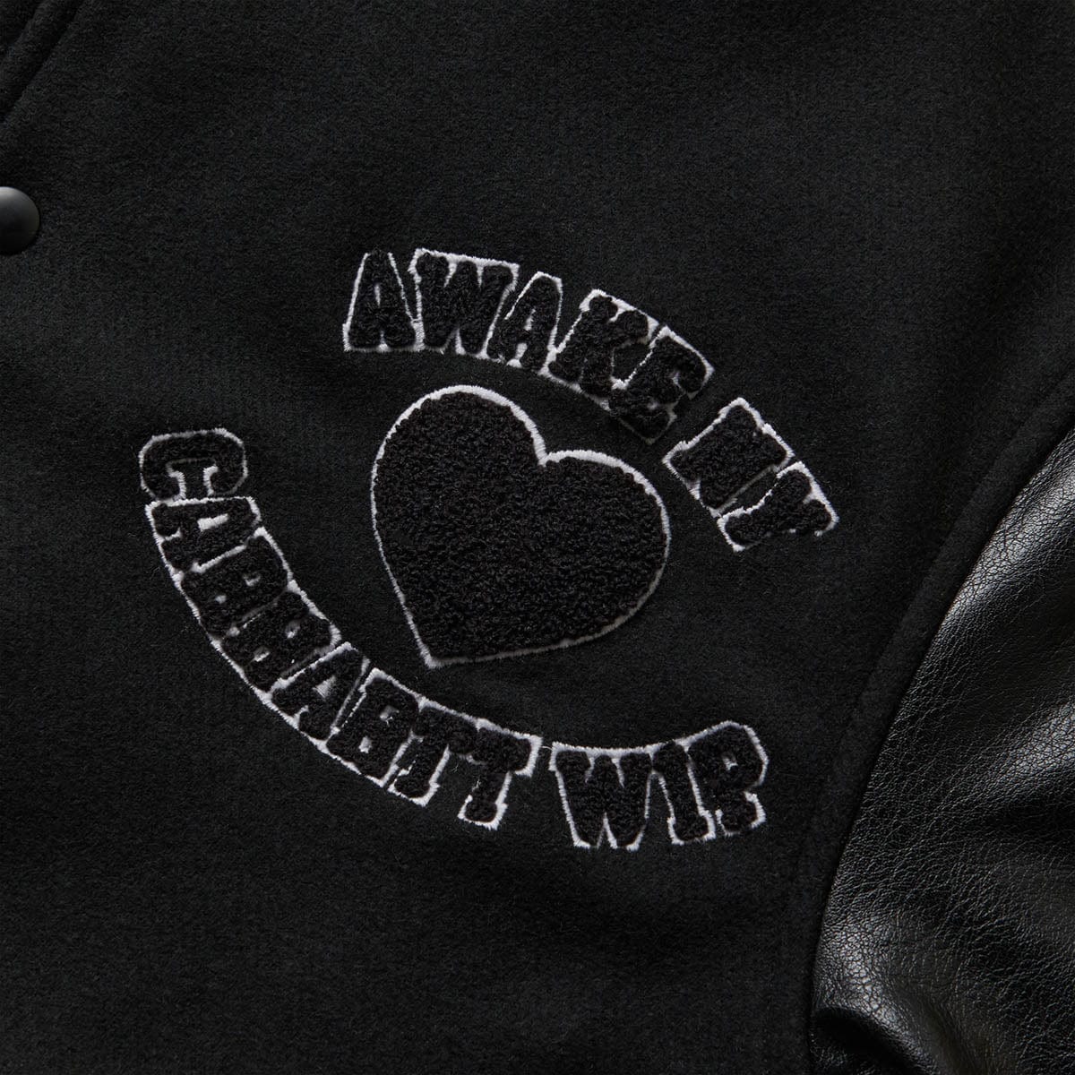 X CARHARTT WIP TEDDY JACKET BLACK | monogram zip-up sports jacket