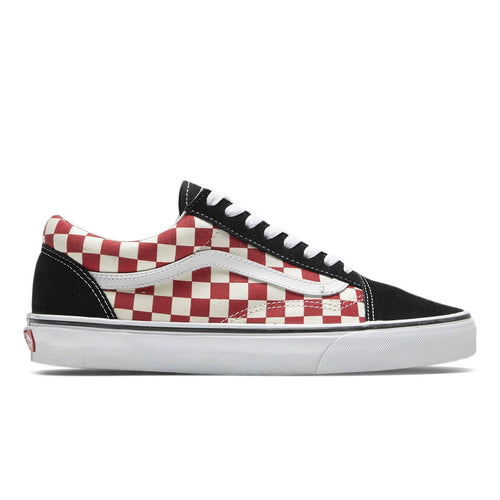 red low top checkered vans