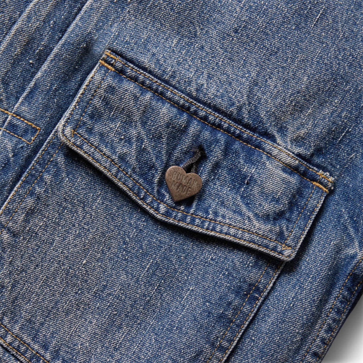 DENIM WORK JACKET INDIGO | heart-motif long-sleeve sweatshirt