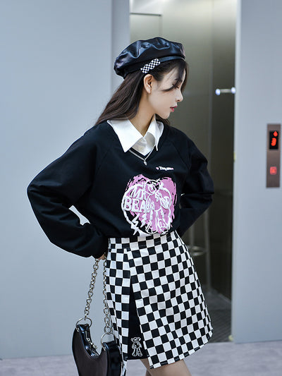 Mr. Bear Sweatshirt & Mini Skirt-Outfit Sets-ntbhshop