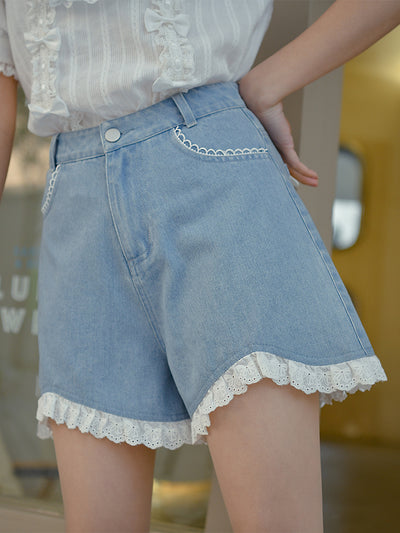 White Rabbit Denim Shorts-Shorts-ntbhshop