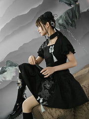 Feng Shui Cheongsam Crop Top & Skirt-Outfit Sets-ntbhshop