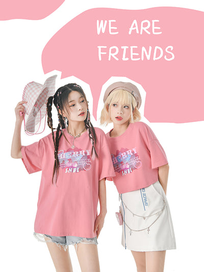 Cherry Girl Crop Top & Tee-Outfit Sets-ntbhshop