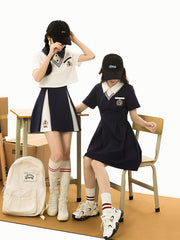 Royal School Polo Dress, Crop Top & Skirt-Outfit Sets-ntbhshop