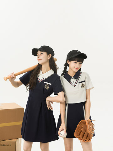 Royal School Polo Dress, Crop Top & Skirt-Outfit Sets-ntbhshop