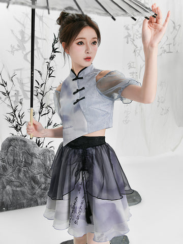 Feng Shui Tie-dye Crop Top & Skirt-Outfit Sets-ntbhshop