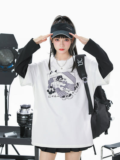 Nyan~ Long Sleeve Tee-Shirts & Tops-ntbhshop