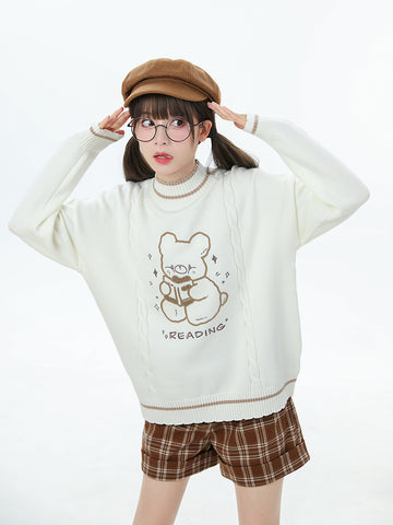 Reading Bear Knit Sweater-Shirts & Tops-ntbhshop