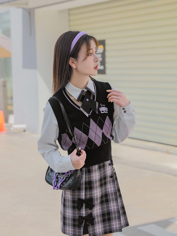 Grape Candy Knit Crop Sweater-Sets-ntbhshop