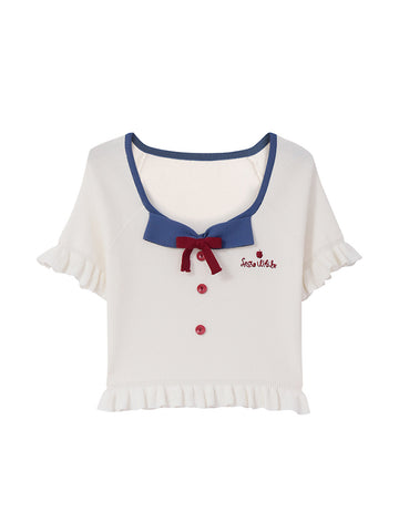 Snow White Ribbed Tops-Outfit Sets-ntbhshop