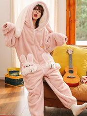 Pink Bunny Fleece Pajamas-Pajamas-ntbhshop