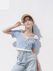 Snow White Ribbed Tops-Outfit Sets-ntbhshop