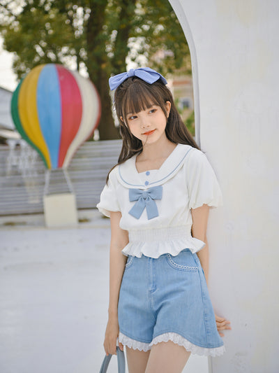 Mermaid Pearl Sailor Blouse-Shirts & Tops-ntbhshop