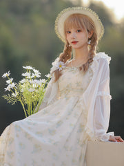 Floral Maiden Chiffon Outerwear & Dress-Outfit Sets-ntbhshop