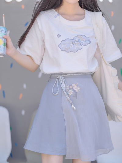 Flowery Tee & Skirt-Outfit Sets-ntbhshop
