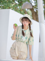 Green Lemon Blouse & Overall-Outfit Sets-ntbhshop