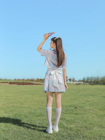 Alice in Wonderland Plaid Short Jacket & Skirt-Sets-ntbhshop