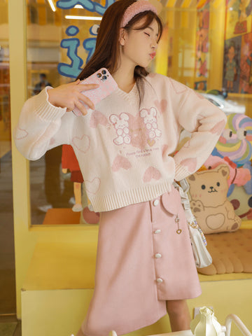 Cupid Rabbit Sweater & Skirt-Sets-ntbhshop