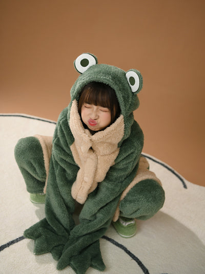 Green Frog Fleece Pajamas-Pajamas-ntbhshop