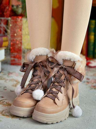 Sweet Brown Fur Boots-Boots-ntbhshop