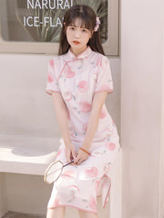 Sweet Peach Cheongsam Dress-Dress-ntbhshop