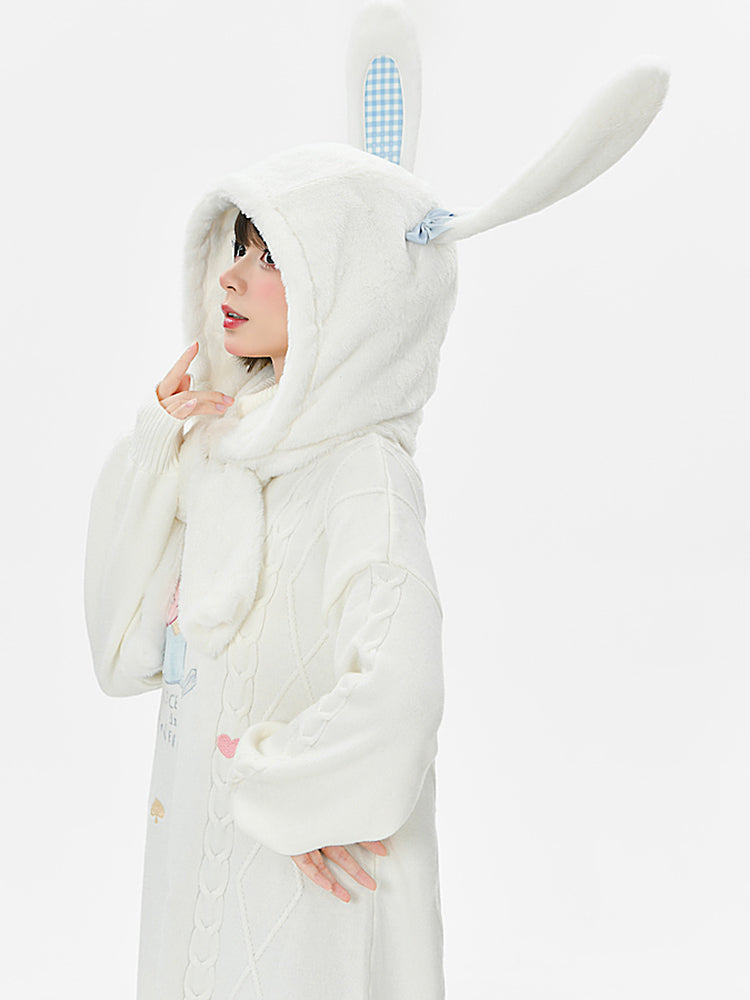 White Rabbit Plush Hat Scarf-ntbhshop
