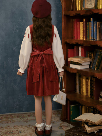 Snow White Fur Jacket & Velvet Dress-Outfit Sets-ntbhshop