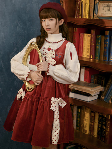 Snow White Fur Jacket & Velvet Dress-Outfit Sets-ntbhshop